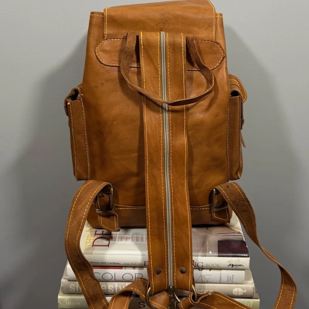 Handmade Brown Leather Backpack